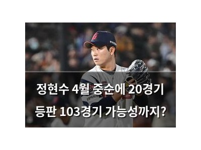 정현수 4월 중순에 20경기 등판 103경기 가능성까지?
