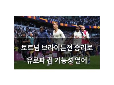 토트넘 브라이튼전 승리로 유로파 컵 가능성 열어