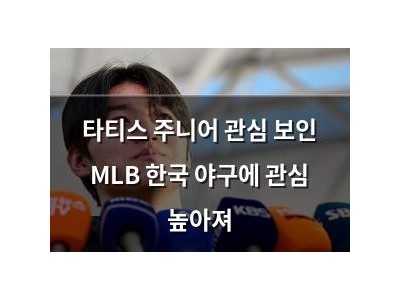 타티스 주니어 관심 보인 MLB 한국 야구에 관심 높아져