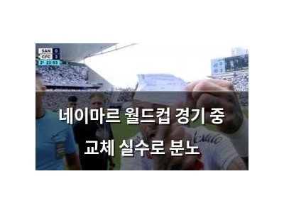 네이마르 월드컵 경기 중 교체 실수로 분노